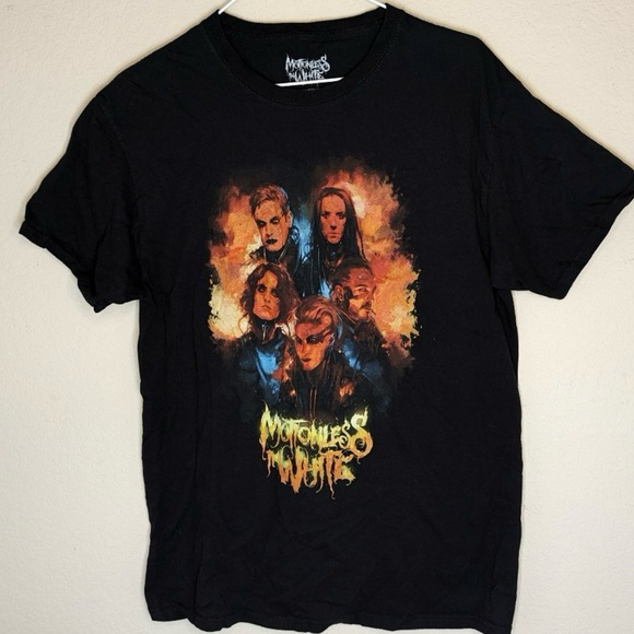 Motionless In White Group Girl's Large Boyfriend Fit Black T-Shirt Graphic Print - Picture 1 of 5